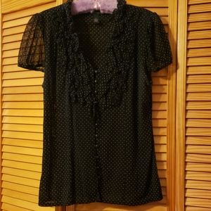 Inc sheer polka dot blouse.